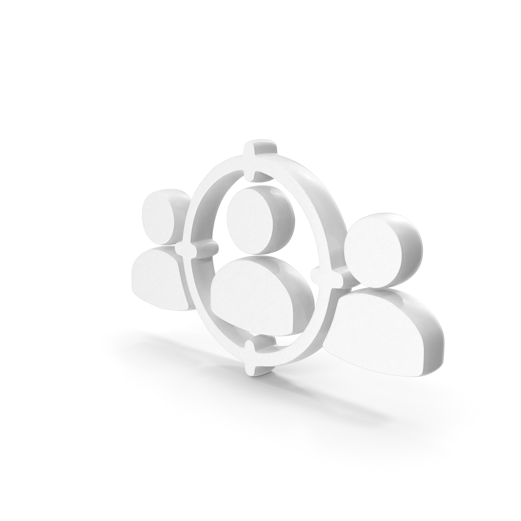 White 3D icon of a target-focused group of three people